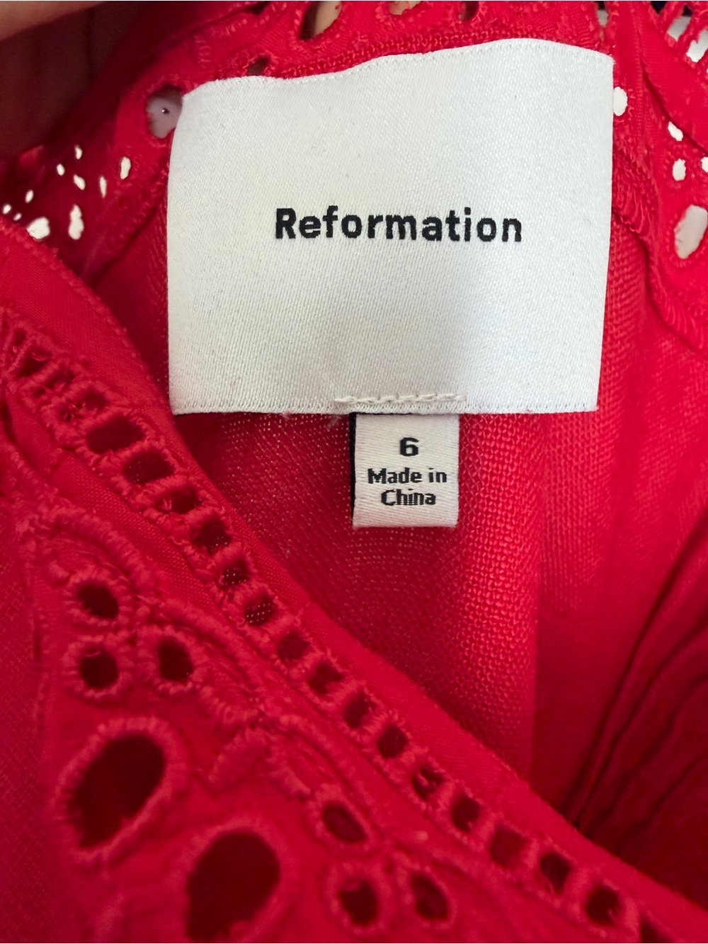 Reformation Pomona Linen Dress Red - Size 6 - Picture 10 of 11
